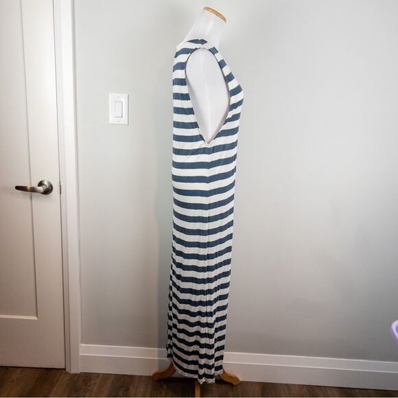 MINKPINK Womens Size XS Maxi Dress Blue White Stripe Sleeveless Jersey Stretch - Picture 4 of 9
